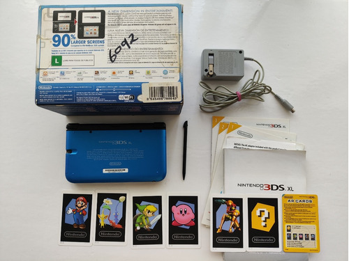 Consola Nintendo 3ds Xl Azul Perfecta + Caja + Juegos + Carg
