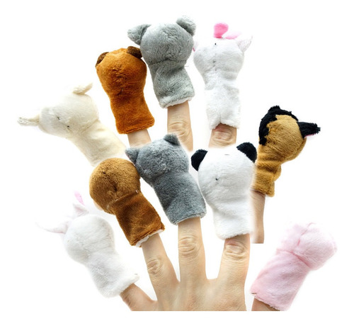 Imagen 2 de 10 de Titeres Dedo Set Animales Granja Mascotas Peluche Cuentos