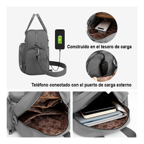 Mochila Informal Solo Hombro Mochila Multiusos Con Carga Usb