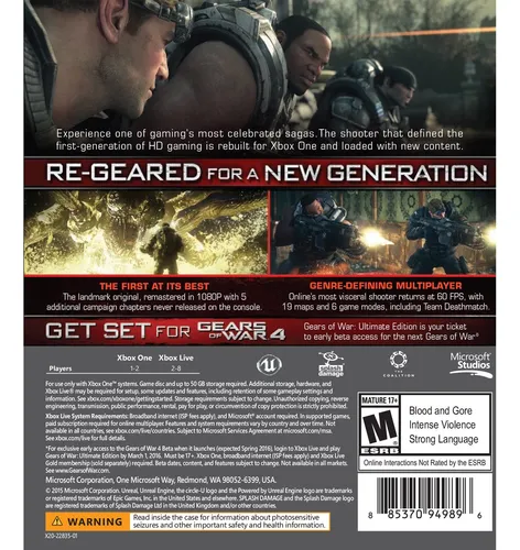 Videojuego Xbox One Gears Of War: Ultimate Edition