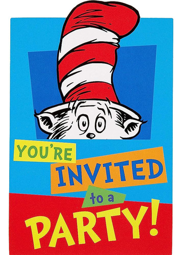  ¡estás Invitado A Una Fiesta!  Dr. Seuss Postcard Paper Inv
