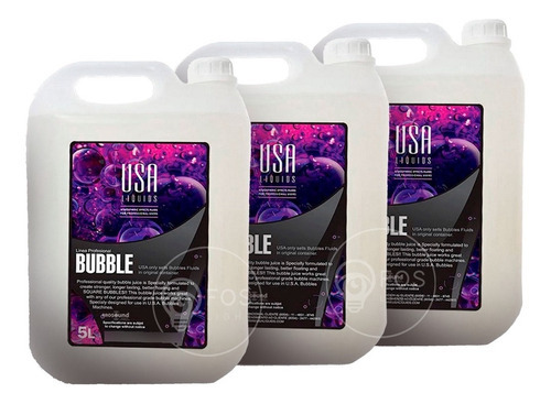 Kit 3 Liquido Fluido Para Maquinas De Bolhas 5 L Usa Bubble 110/220V