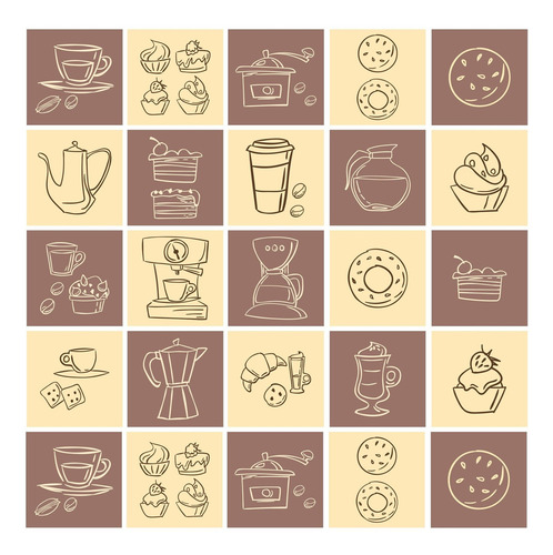 Adesivo De Azulejo Cozinha Hora Do Café 20x20cm Com 24un Cor Marrom