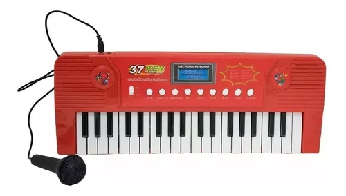 Piano Teclado Infantil com 37 Teclas, Microfone, Vários Modo de