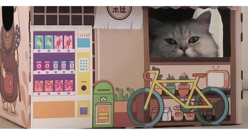 Casa Para Gatos De Cartón Con Rascador Casa Marrón Marrón