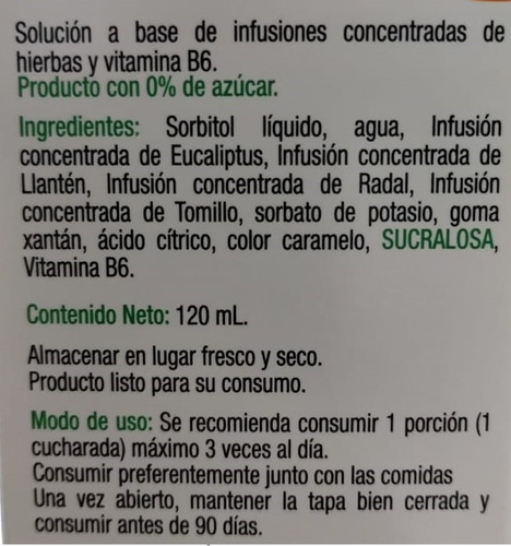 T-less Jarabe 0% Azúcar Tosless Eucalipto, Llantén, Tomillo