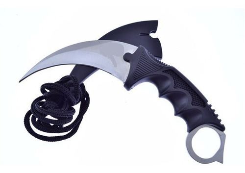 Cuchillo Kerambit Tactico Plateado  Con Vaina Y Correa