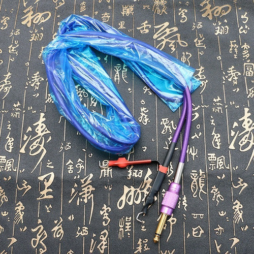 200pzs Cables De Clip De Tatuaje Desechables De Plástico Azul