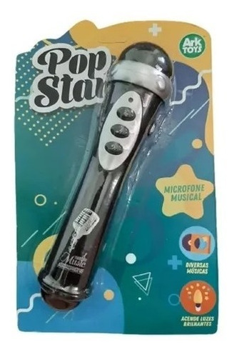 Microfone Musical Pop Star Brincando De Cantar Musica Luzes