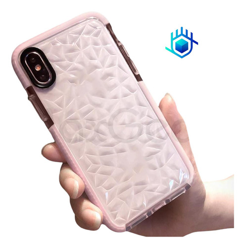 Case Para iPhone De Diamantes 3d Goma Gruesa Relieve Resistente Uso Rudo Hombre Mujer Dama Funda Bordes Con Airbag Moda