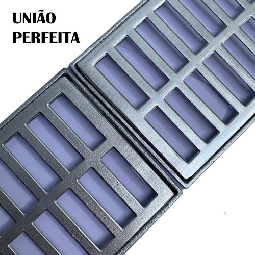Kit 7 Ralo Linear 15x100 Alumínio Grelha + Suporte 7 Metros