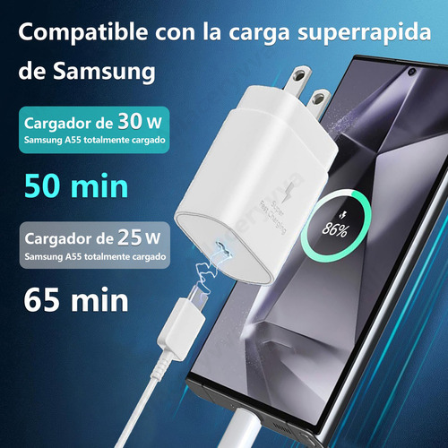 12 Kit Funda Transparente Para Samsung Galaxy A55 30w Cargador Rápida con 2 Cable tipo C Para Samsung Audifono 2 Mica Hd Adaptador USB-C