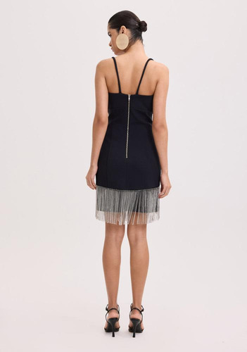 Vestido Curto Com Franjas Amarante