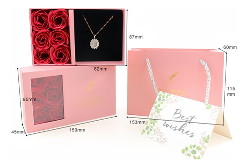 Set Pulsera Y Collar Mujer Elegante Ajustable Regalo Rosa