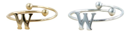 2 Uds De Anillos Con Inicial Acero Inoxidable Vie Or W Ajustable
