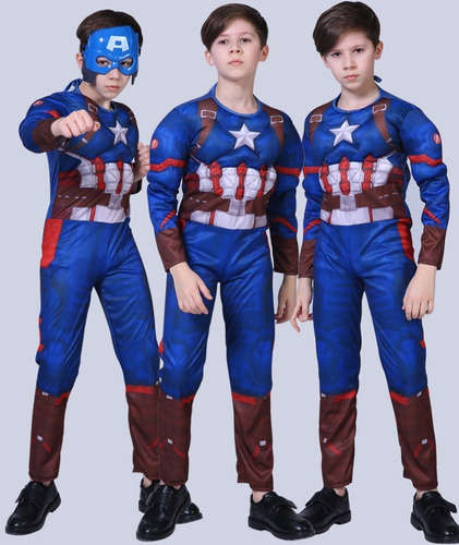 Disfraz Capitán América Marvel C/ Músculo Y Máscara
