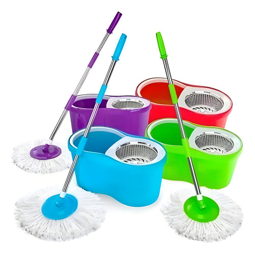 Mop 360 Giratorio Mágico Con Cubeta Y Trapeador + Repuesto Color Morado