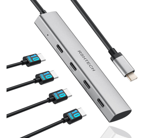 Hub Usb C De 10 Gbps Rshtech De 4 Puertos Usb C A Usb-c 3.2.