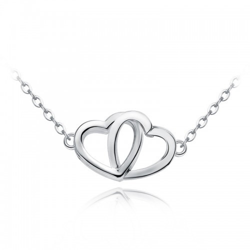 Imagen 1 de 3 de Dije Con Cadena Doble Corazón Plata 0.925 - 612