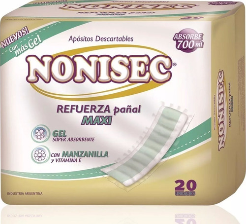 Refuerza Nonisec Pañal Maxi X 20 Unidades (50x14)hasta 700ml