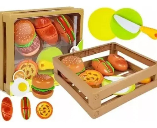 Set Canasto Comida Para Cortar Con Velcro Juego Para Niños