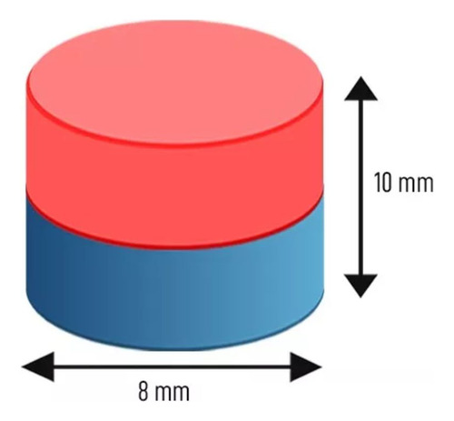 20 Unidades Ímã Neodímio 8x10mm Cilindro N35 Redondo