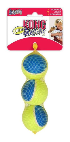 Kong Squeak Air Ultra Ball Med Juguete Pelota Perro Pack X3-