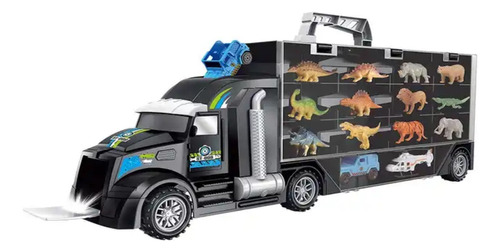 Camion Transporte De 12 Dinosaurios Con Auto Y Helicoptero