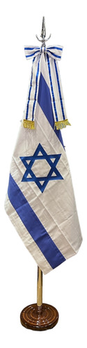 Bandera De * Israel * Ceremonial Premium * Con Asta Y Base *