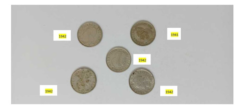 8 Moneda Argentina 5 Centavos Antiguas 1940.41.42