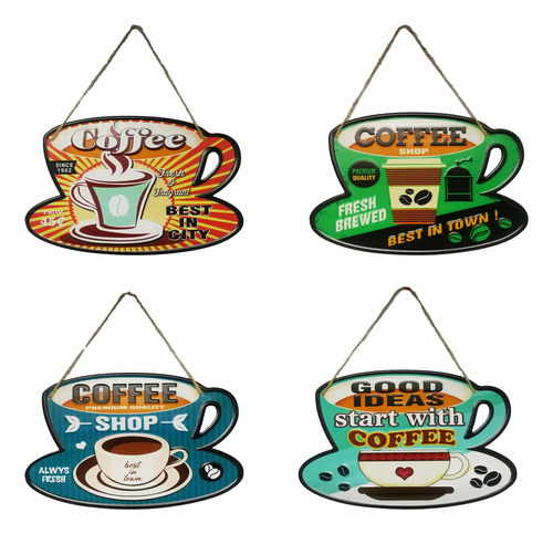 Pack 4 Patente Decorativa Vintage Lata Placa Taza Cuadro P33