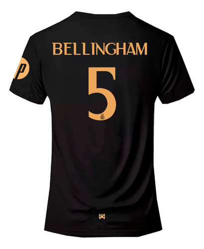 Camiseta Bellingham Real Madrid Nro 5 Dorada Conmemorativa