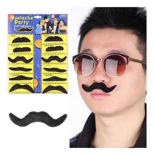 Cartela Bigode Falso - Mustache C/12 Unidades