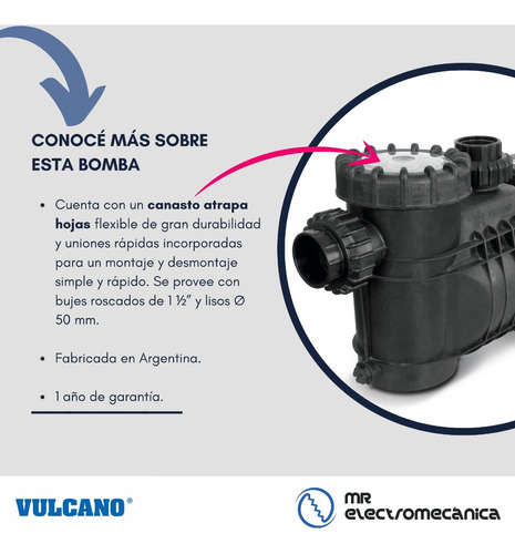 Imagen 5 de 10 de Kit Vulcano Pileta: Bomba Autocebante 1/2 Hp + Filtro Vc20