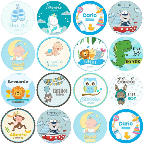 100 Etiquetas Personalizadas Adheribles Baby Shower / 4cm