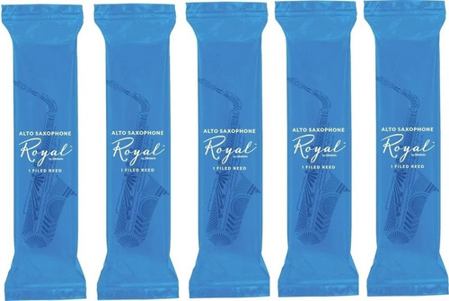 Kit C/ 5 Palhetas Rico Royal Tradicional - Sax Alto Nº 3,0