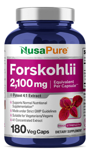 Nusapure Forskolin 2100mg Por Capsulas Vegetarianas - 180 Ca