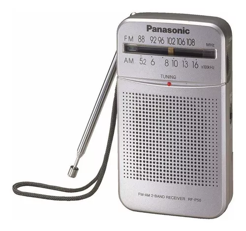 Radio Portátil Panasonic de Bolsillo AM FM 68 Horas de Autonomía RF-P50D  Plata — OfertaYa