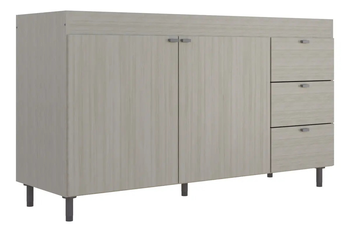 Bajo Mesada Cocina 140 Melamina Muebles Orlandi Color Abedul - Manija