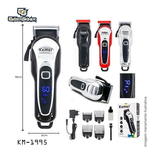 Imagem 2 de 6 de Máquina De Cortar Cabelo Km-1995 Profissional Recarregável