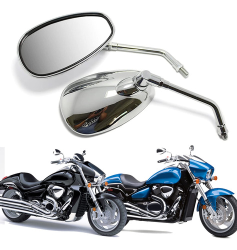Espejos Laterales Cromados Para Motocicleta Para Kawasaki Su