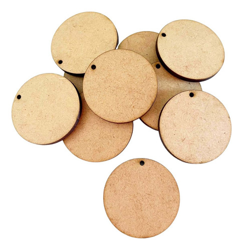 Kit 100 Mini Disco 4 Cm Furo Mdf Tag Base Chaveiro Biscuit