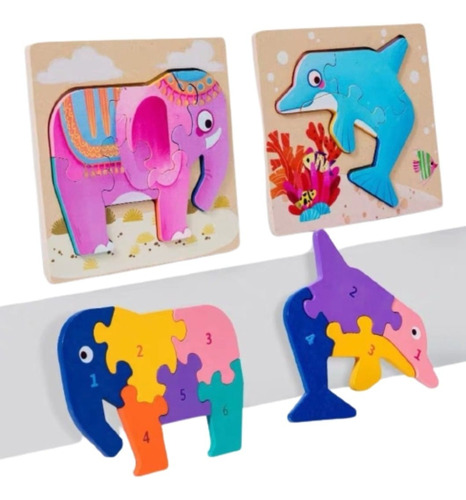 Rompecabezas 3d Pack De 6 Puzzle De Madera Para Niños