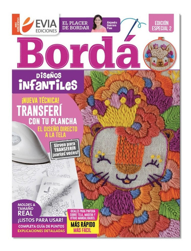 Revista Evia Bordado Diseños Infantiles 2 Moldes Tamaño Real