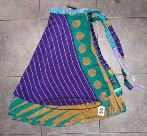 Imagen 3 de 10 de Pollera Larga Mil Formas Seda Hindú Estampada Doble Capa P2