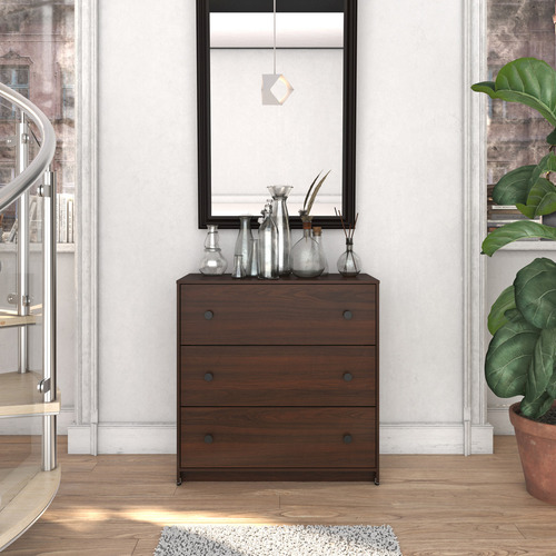 Cómoda - Modena, Mueble Armable Para Ropa De 3 Cajones Nogal Touch