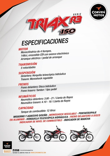 Corven Triax 150 0km R3 Chakan Moto Oficial Plan Ahora 12
