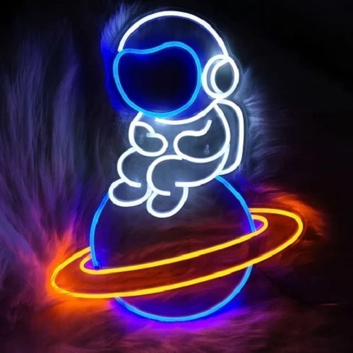 Placa Neon Led Astronauta Luminaria Neon Decorativa