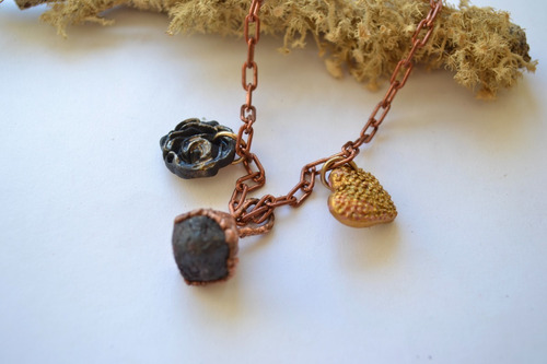 Imagen 8 de 10 de Collar Minimalista De Granate Con Cadena De Cobre, Cod1
