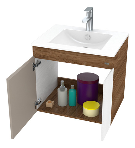 Mueble De Baño Kyle Con Lavamanos Café Oscuro 60x46x55cm